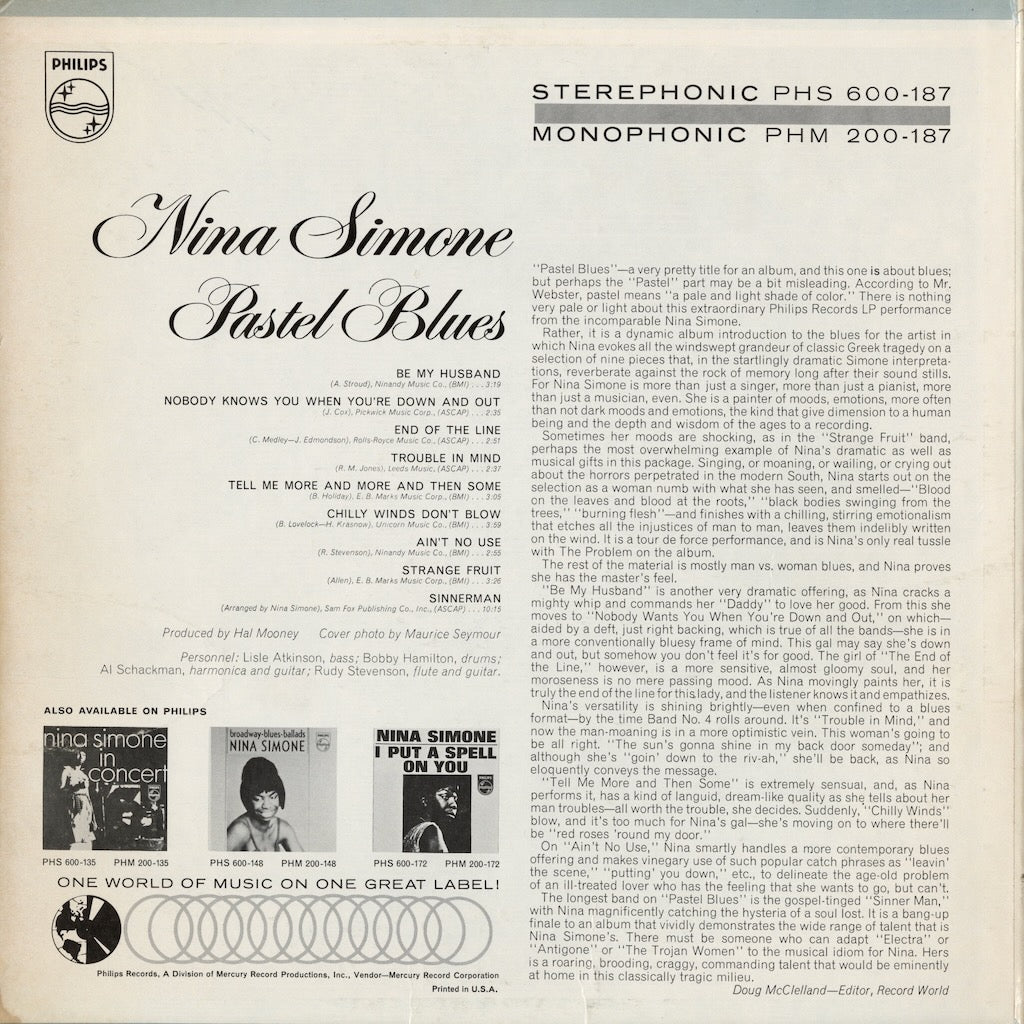 Nina Simone - Pastel Blues (PHS 600-187) LP 1966 US Philips｜中古LP