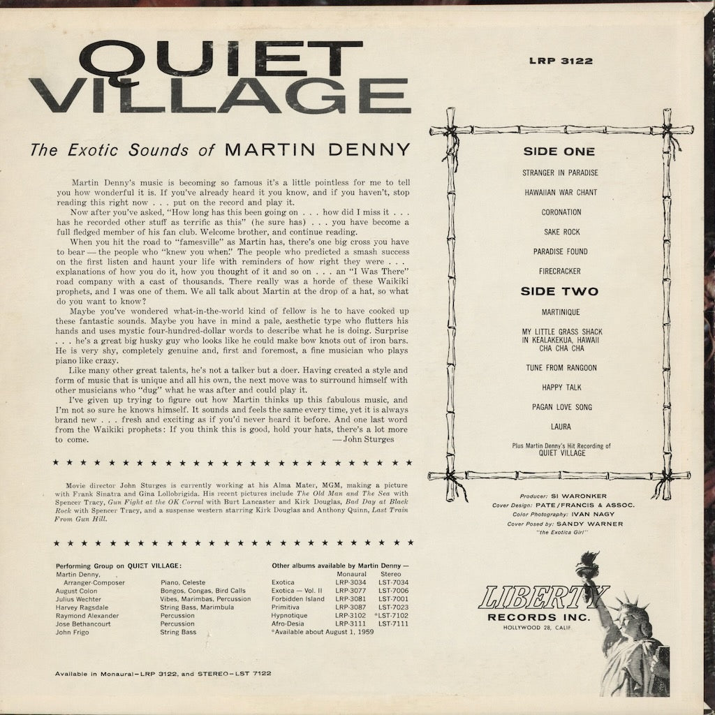Martin Denny - Quiet Village (LRP 3122) 1960 US Liberty MONO｜中古LP