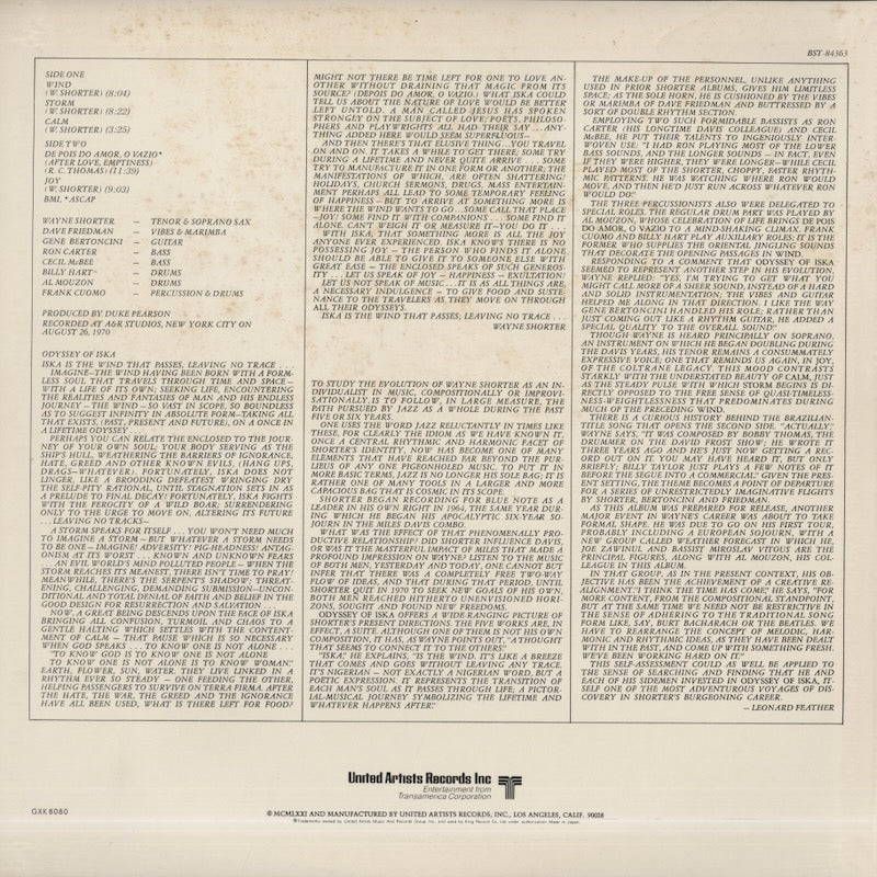 Wayne Shorter / ウェイン・ショーター / Odyssey Of Iska (GXK 8080)