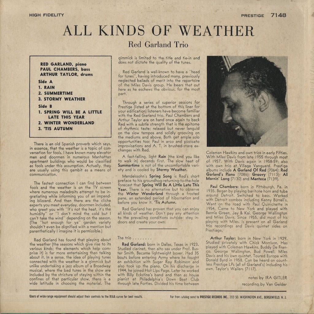 Red Garland / レッド・ガーランド / All Kinds Of Weather (PRLP 7148)