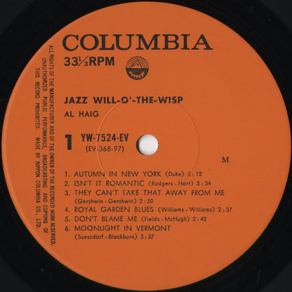 Al Haig - Jazz Will-O'-The-Wisp (YW-7524-EV) 1975 JPN Columbia｜中古LP