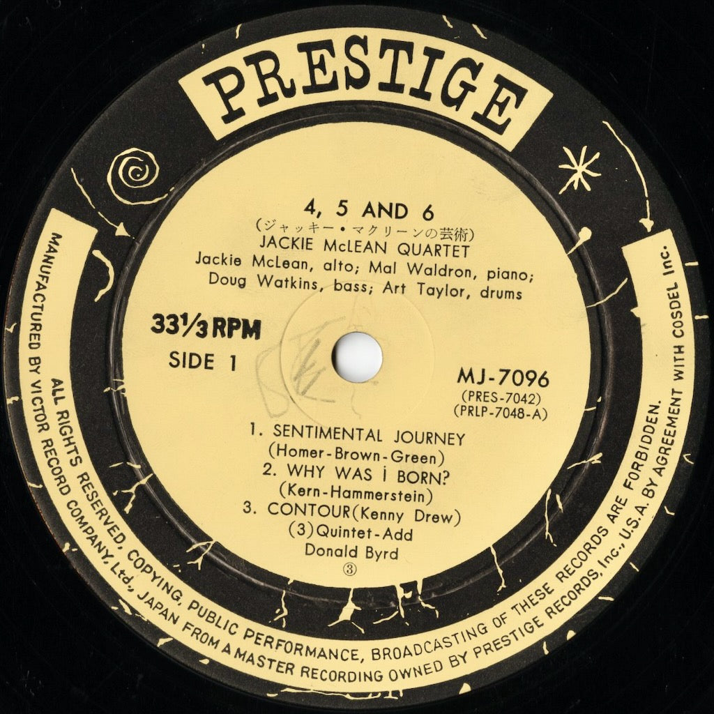 Jackie McLean - 4, 5 and 6 MJ-7096 Prestige
label