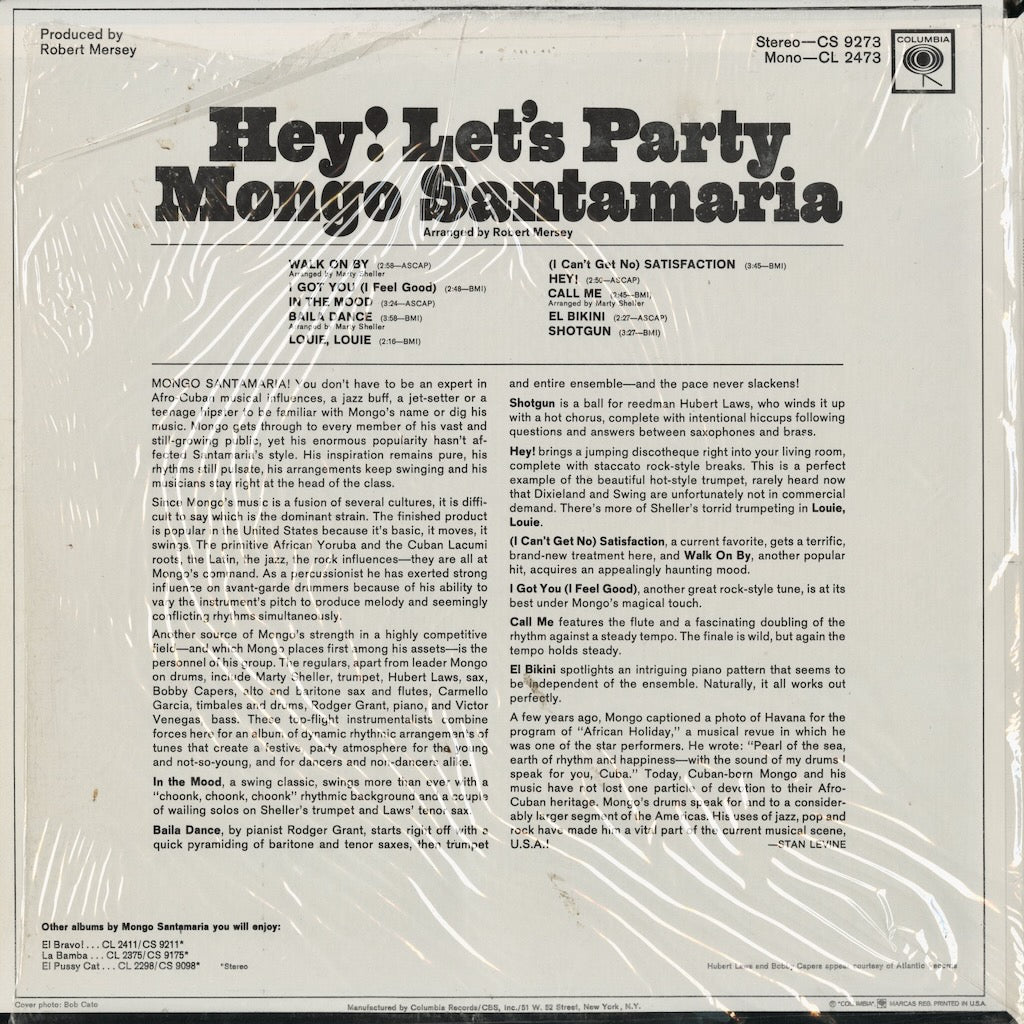 Mongo Santamaria – Hey! Let's Party (CS 9273) LP 1967 US Columbia｜中古LP