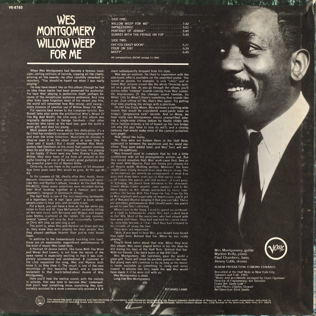 Wes Montgomery – Willow Weep For Me (V6-8765) LP 1969 US Verve | 中古LP