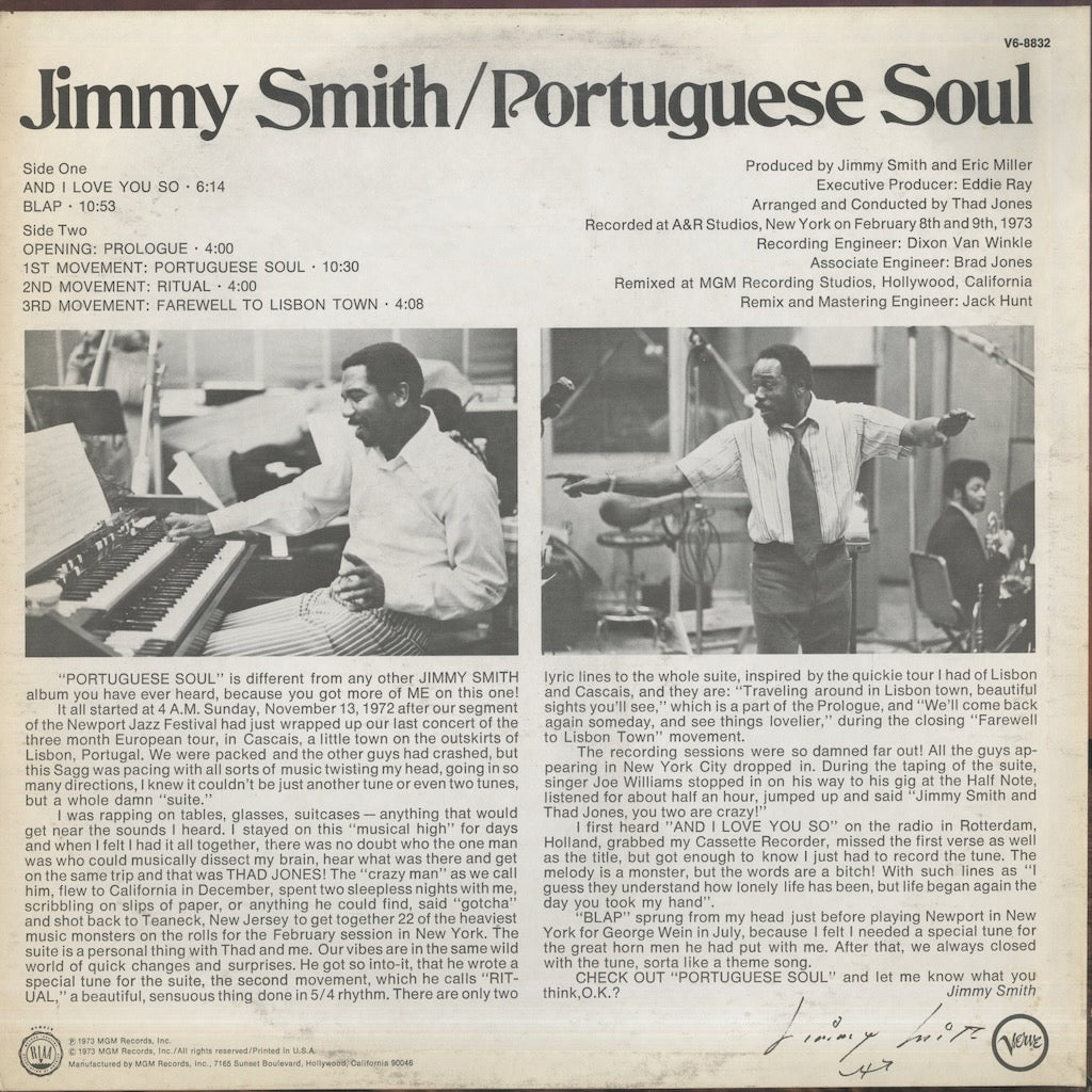Jimmy Smith - Portuguese Soul (V6-8832) LP 1973 US Verve｜中古LP