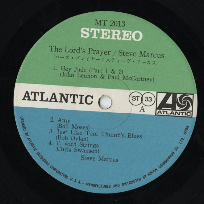 Steve Marcus - The Lord's Prayer (MT 2013) LP 1970 JPN Atlantic｜中古LP
