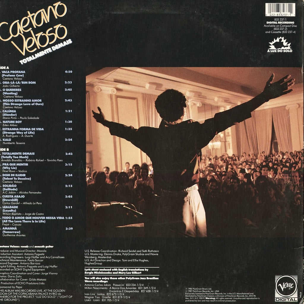 Caetano Veloso - Totalmente Demais (833 237-1) 1987 US Verve｜中古LP