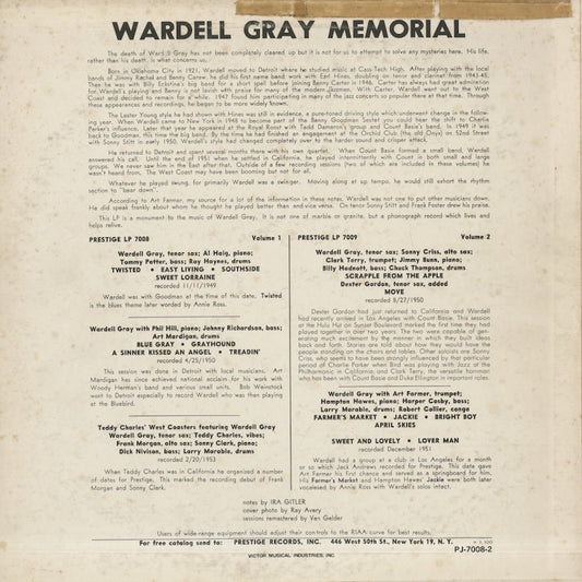 Wardell Gray - Memorial Volume One (PJ-2-7008) LP 1972 JPN Prestige - Victor