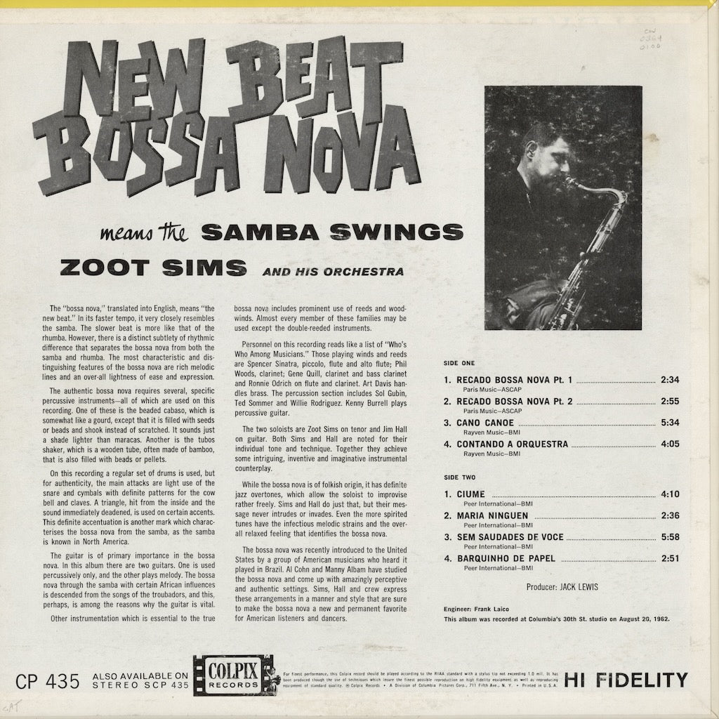Zoot Sims / ズート・シムズ / New Beat Bossa Nova (CP 435)