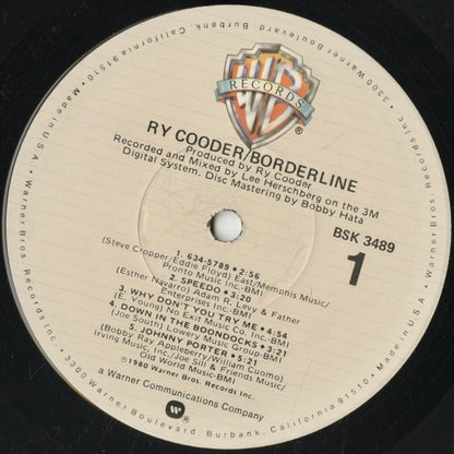 Ry Cooder / ライ・クーダー / Borderline (BSK 3489)
