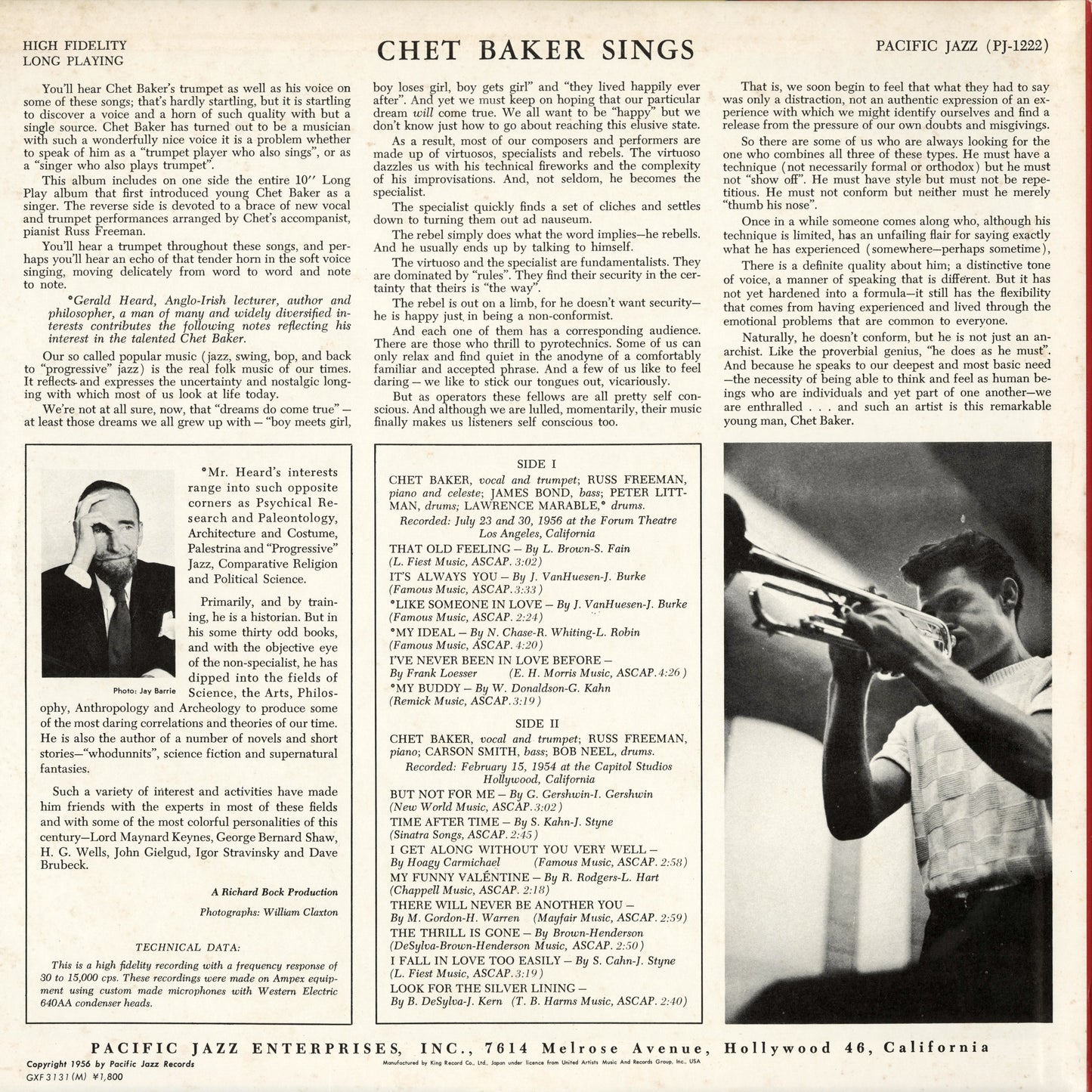 Chet Baker / チェット・ベイカー / Chet Baker Sings (GXF−3131)