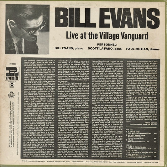 Bill Evans - Live At The Village Vanguard (RS 3006) 1967 US Riverside｜中古LP