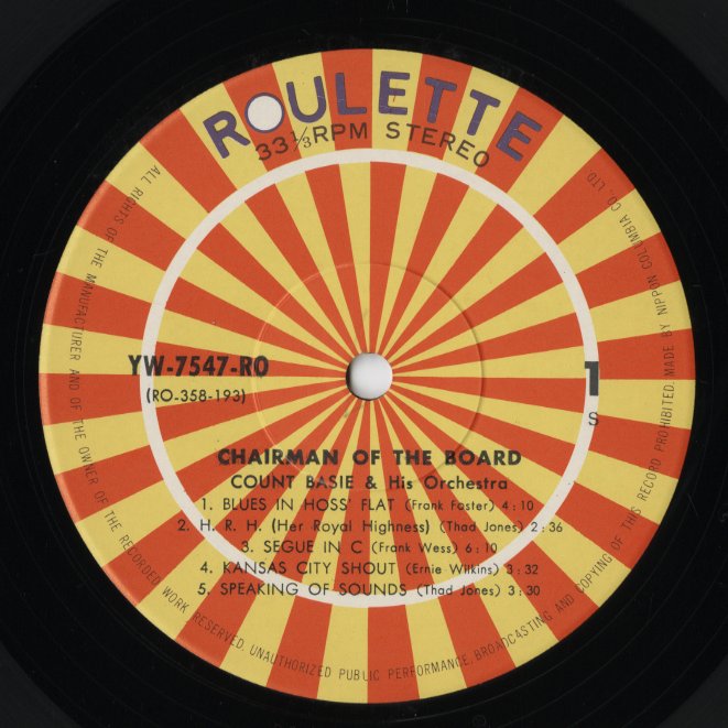 Count Basie / カウント・ベイシー / Chairman Of The Board  (YW-7547-RO)