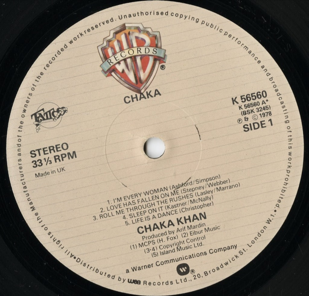 Chaka Khan - Chaka (K 56560) LP 1978 UK Warner Bros｜中古LP