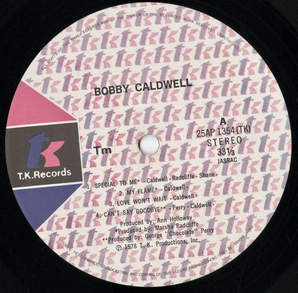Bobby Caldwell - Bobby Caldwell (25AP 1354) LP 1978 JPN TK Records｜中古LP