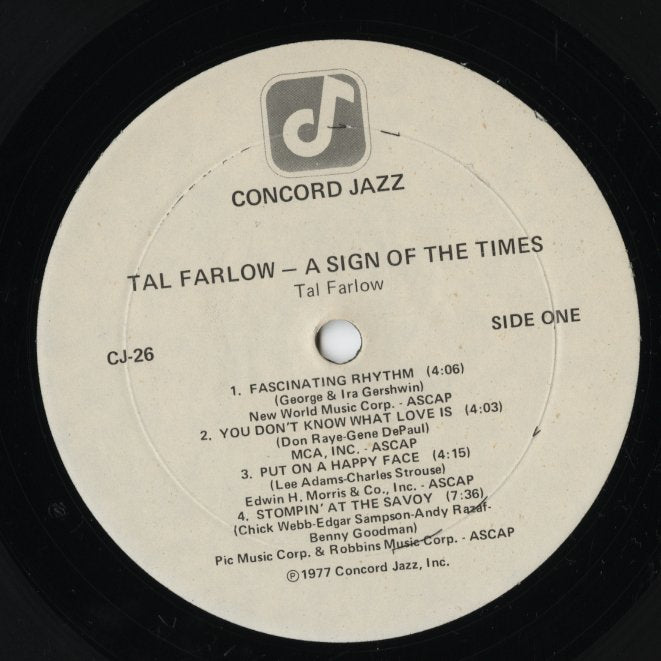 Tal Farlow - A Sign Of The Times (CJ 26) LP 1977 US Concord Jazz｜中古LP