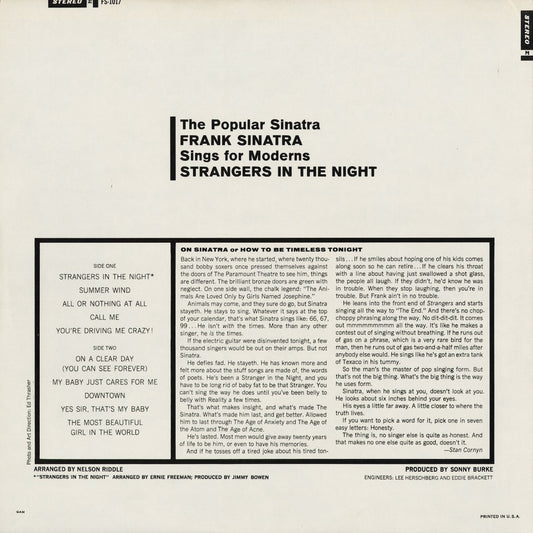 Frank Sinatra - Strangers In The Night (FS-1017) 1974 US Reprise｜中古LP