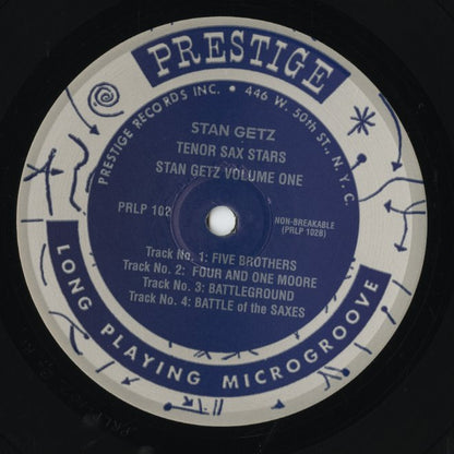 Stan Getz - Stan Getz Tenor Sax Stars – Volume One (PRLP 102) 10inch 1980s US Fantasy｜中古10インチ