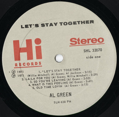 Al Green - Let's Stay Together (SHL 32070) 1972 US Hi Records｜中古LP