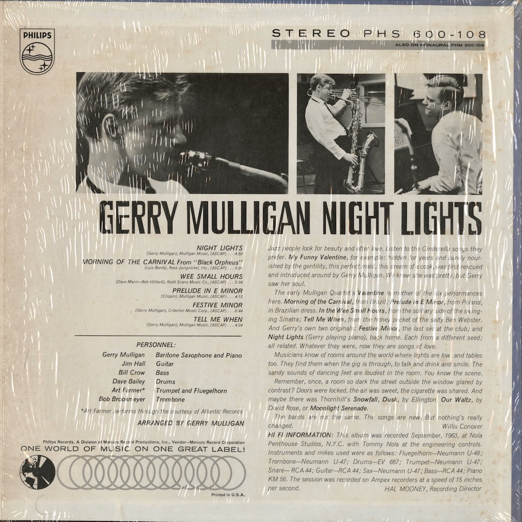 Gerry Mulligan / ジェリー・マリガン / Night Lights (PHS 600-108)