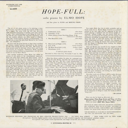 Elmo Hope - Hope Full (VIJ-5050) 1978 JPN Riverside｜中古LP