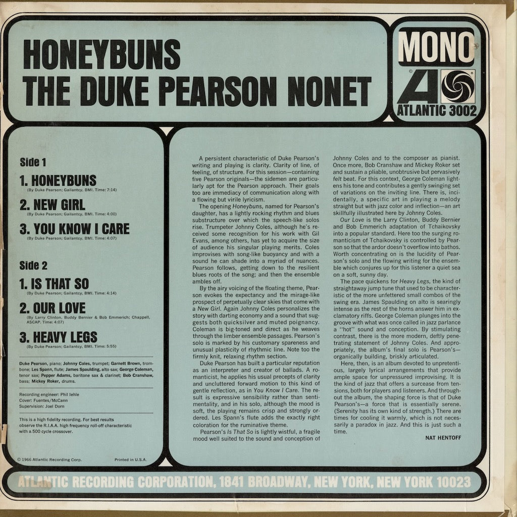 Duke Pearson – Honeybuns (3002) LP 1966 US Atlantic | 中古LP