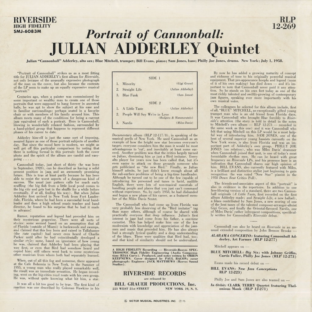 Julian Adderley / ジュリアン・アダレイ / Portrait Of Cannonball (SMJ-6083M)