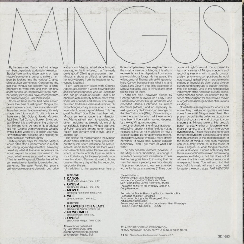 Charles Mingus – Mingus Moves (SD 1653) LP 1974 US Atlantic | 中古LP