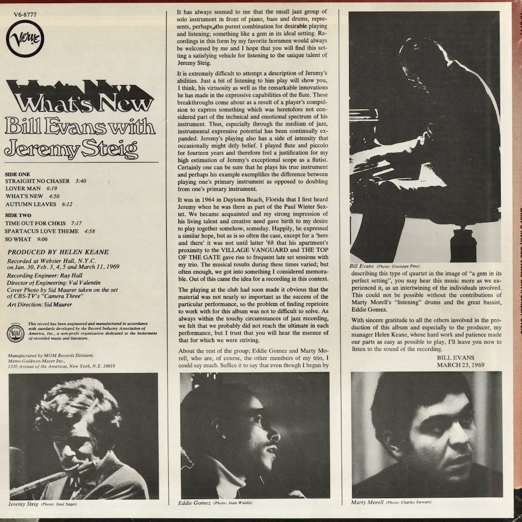 Bill Evans - What’s New (V6-8777) 1969 US Verve｜中古LP