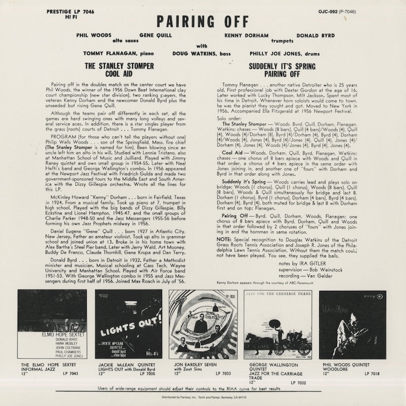 Phil Woods / フィル・ウッズ / Pairing Off (OJC-092)