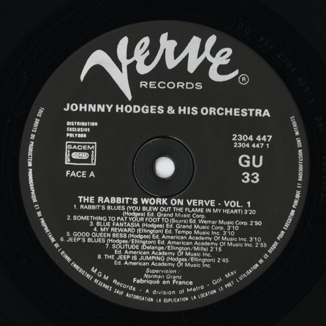 Johnny Hodges And His Orchestra / The Rabbit's Work On Verve - Vol. 1  (2304 447)