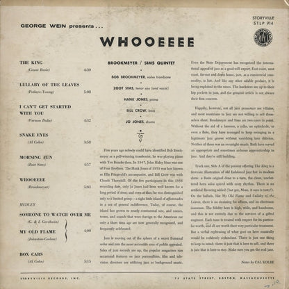 Bob Brookmeyer - Zoot Sims / ボブ・ブルックマイヤー　ズート・シムズ / Whooeeee (STLP 914)