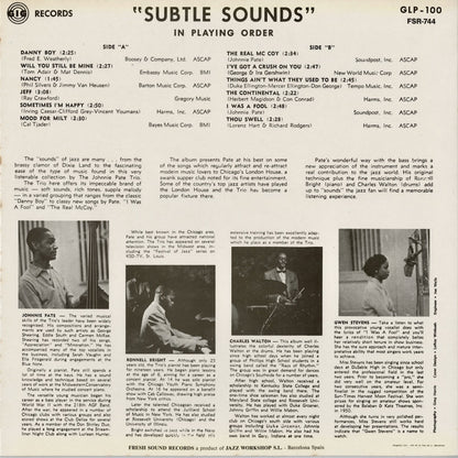 Johnnie Pate - Subtle Sounds (FSR-744) LP 1985 SPA Fresh Sound