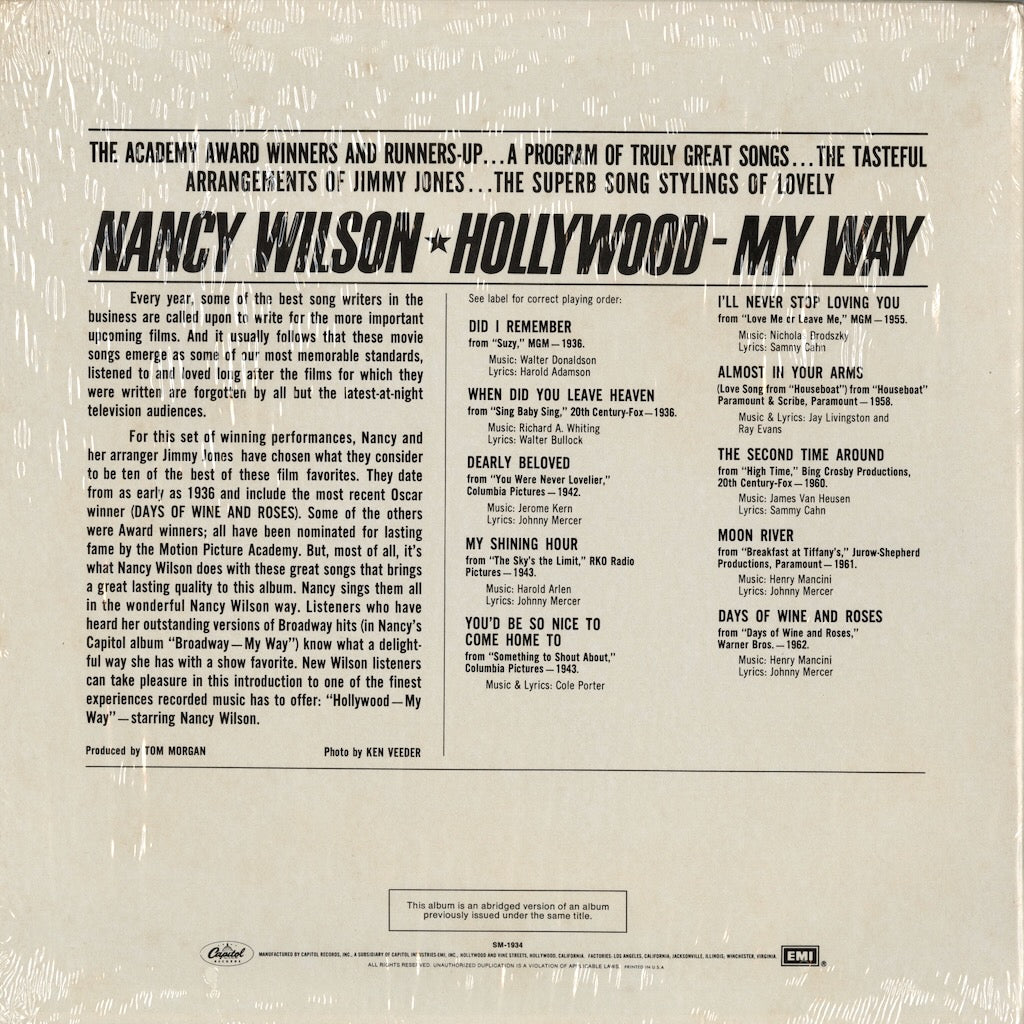 Nancy Wilson / ナンシー・ウィルソン / Hollywood My Way (SM 1934)
