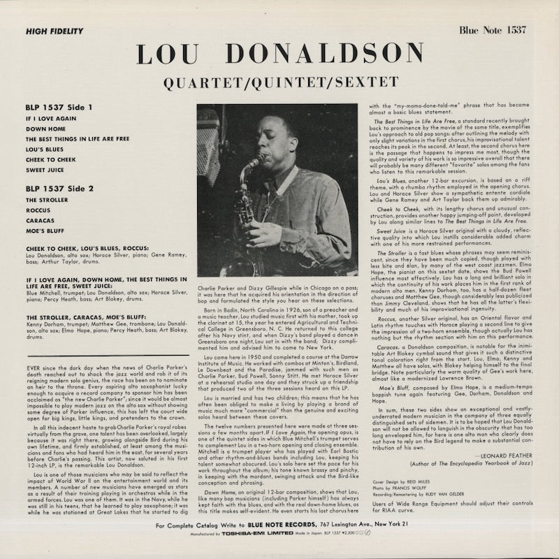 Lou Donaldson - Quartet / Quintet / Sextet (B1-81537) LP 1988 US Blue Note｜中古・LP
