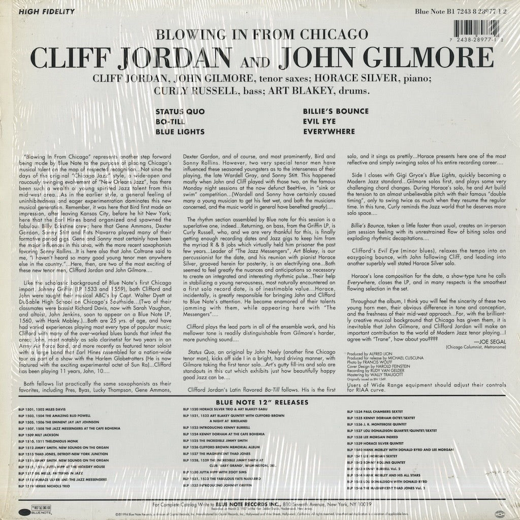 Cliff Jordan / John Gilmore / クリフ・ジョーダン　ジョン・ギルモア / Blowing In From Chicago (B1-28977)