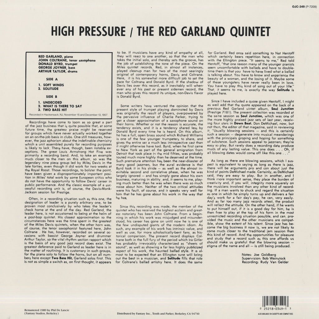 Red Garland / レッド・ガーランド・クインテット / High Pressure (OJC-349)