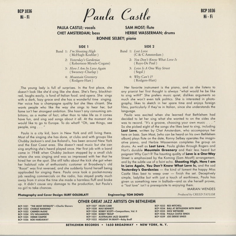Paula Castle / ポーラ・キャッスル / Lost Love (BCP 1036)
