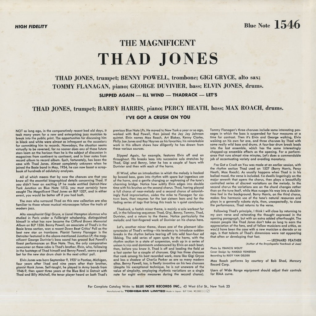 Thad Jones / サド・ジョーンズ / The Magnificent Thad Jones Vol. 3 (BN 1546)