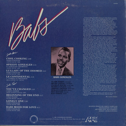Babs Gonzales - Babs (CR-2032) LP 1981 US Chiaroscuro｜中古LP