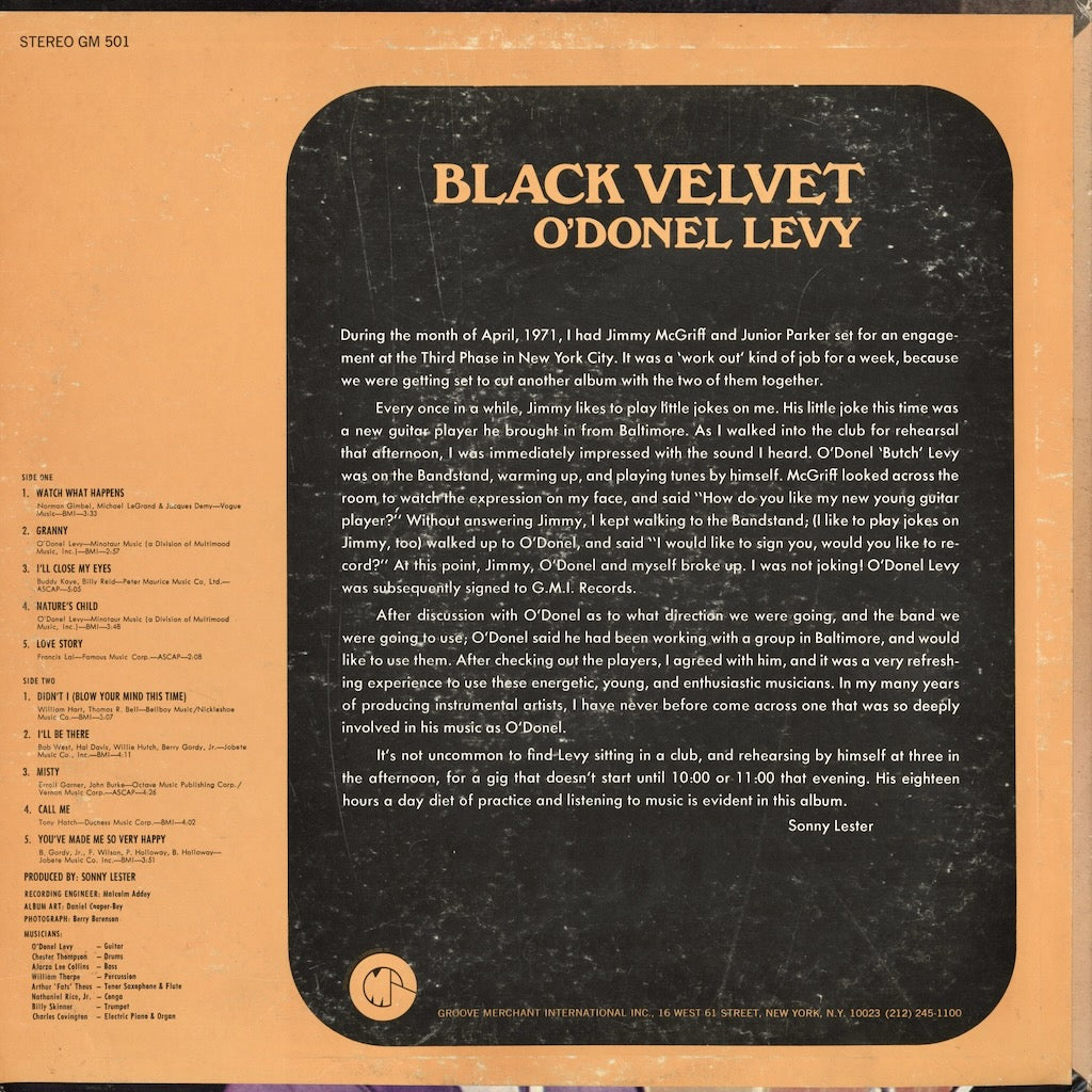 O'Donel Levy - Black Velvet (GM 501) LP 1974 US Groove Merchant｜中古LP