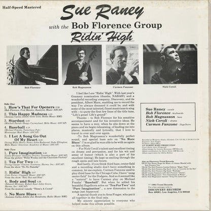 Sue Raney - Ridin' High (DS-913) 1984 US Discovery｜中古LP