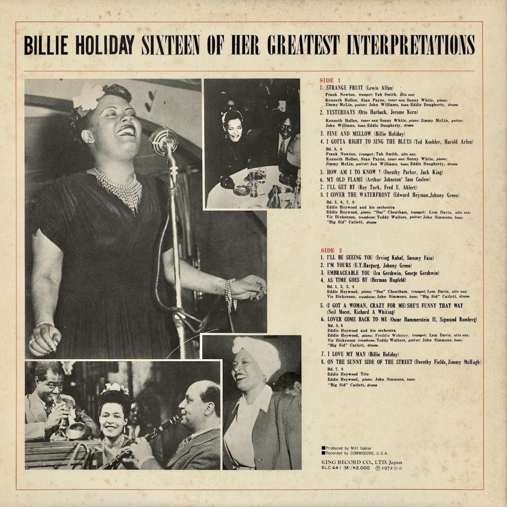 Billie Holiday - Sixteen Of Her Greatest Interpretations (SLC-441M) LP 1974 JPN London｜中古LP