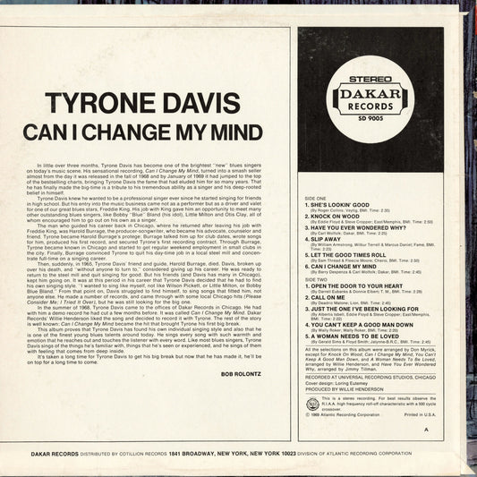 Tyrone Davis - Can I Change My Mind (SD 9005) 1969 US Dakar｜中古LP