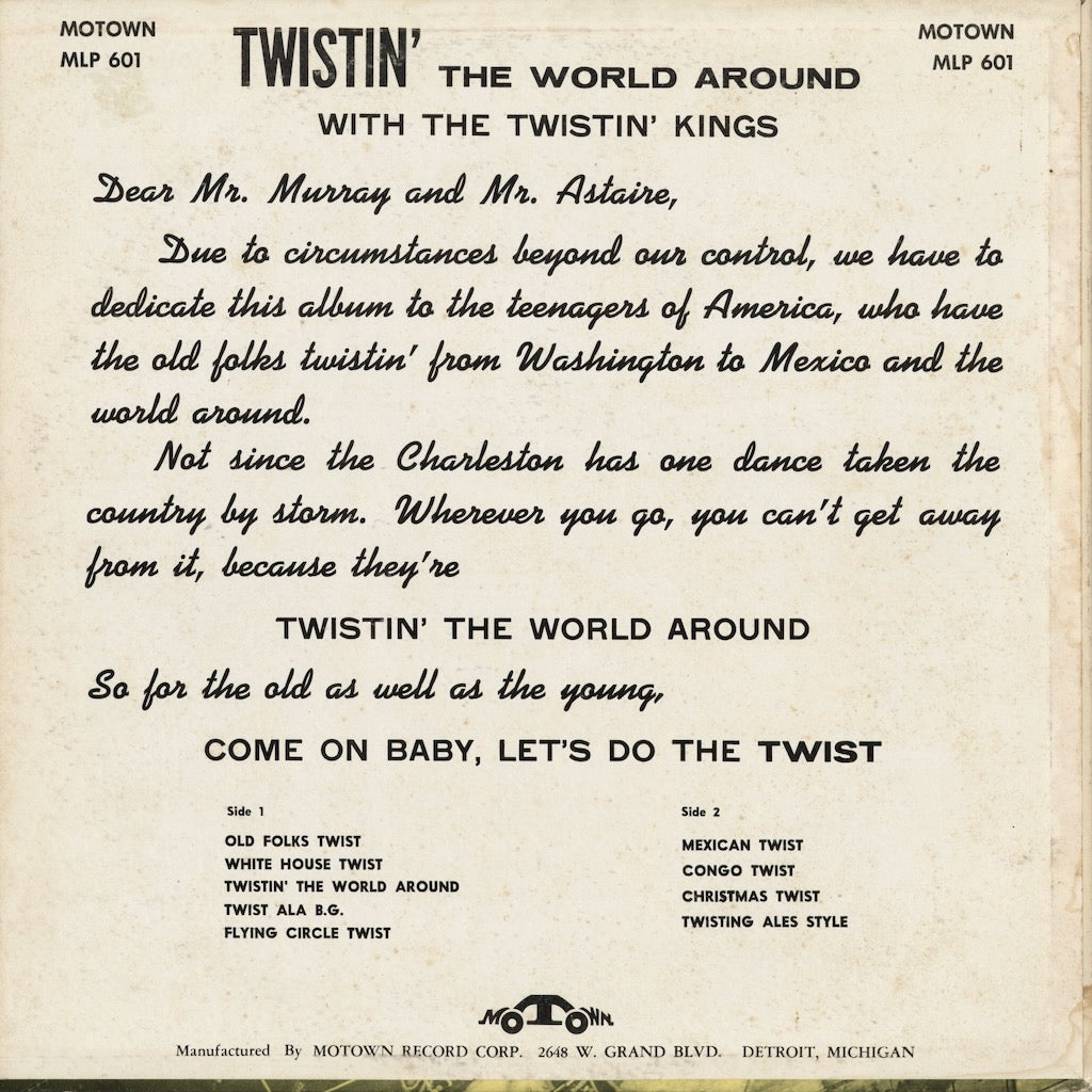 Twistin' Kings - Twistin' The World Around (MLP601) 1961 US Motown｜中古LP