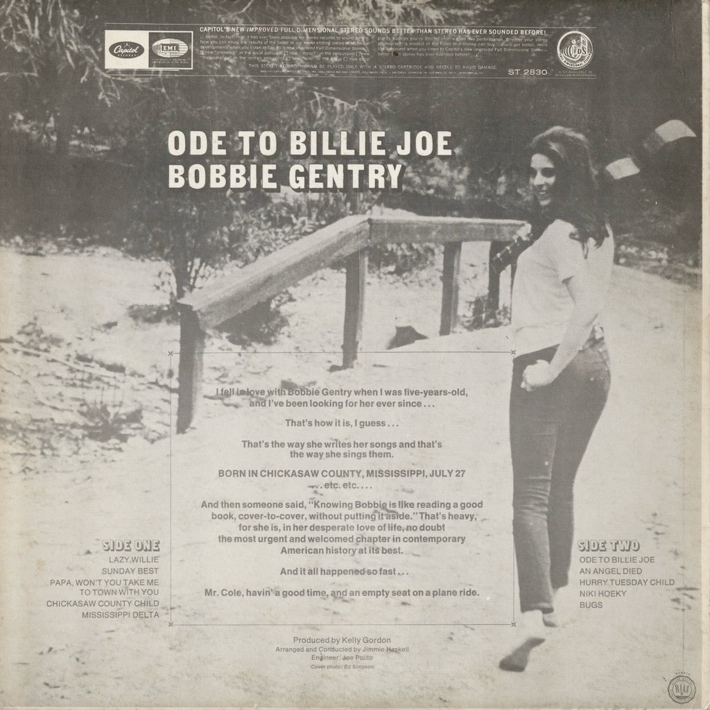 Bobbie Gentry - Ode To Billie Joe (ST-2830) 1967 US Capitol｜中古LP