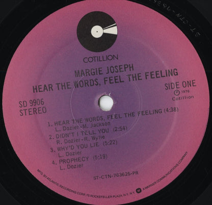 Margie Joseph – Hear The Words, Feel The Feeling (SD 9906) LP 1976 US Cotillion｜中古LP