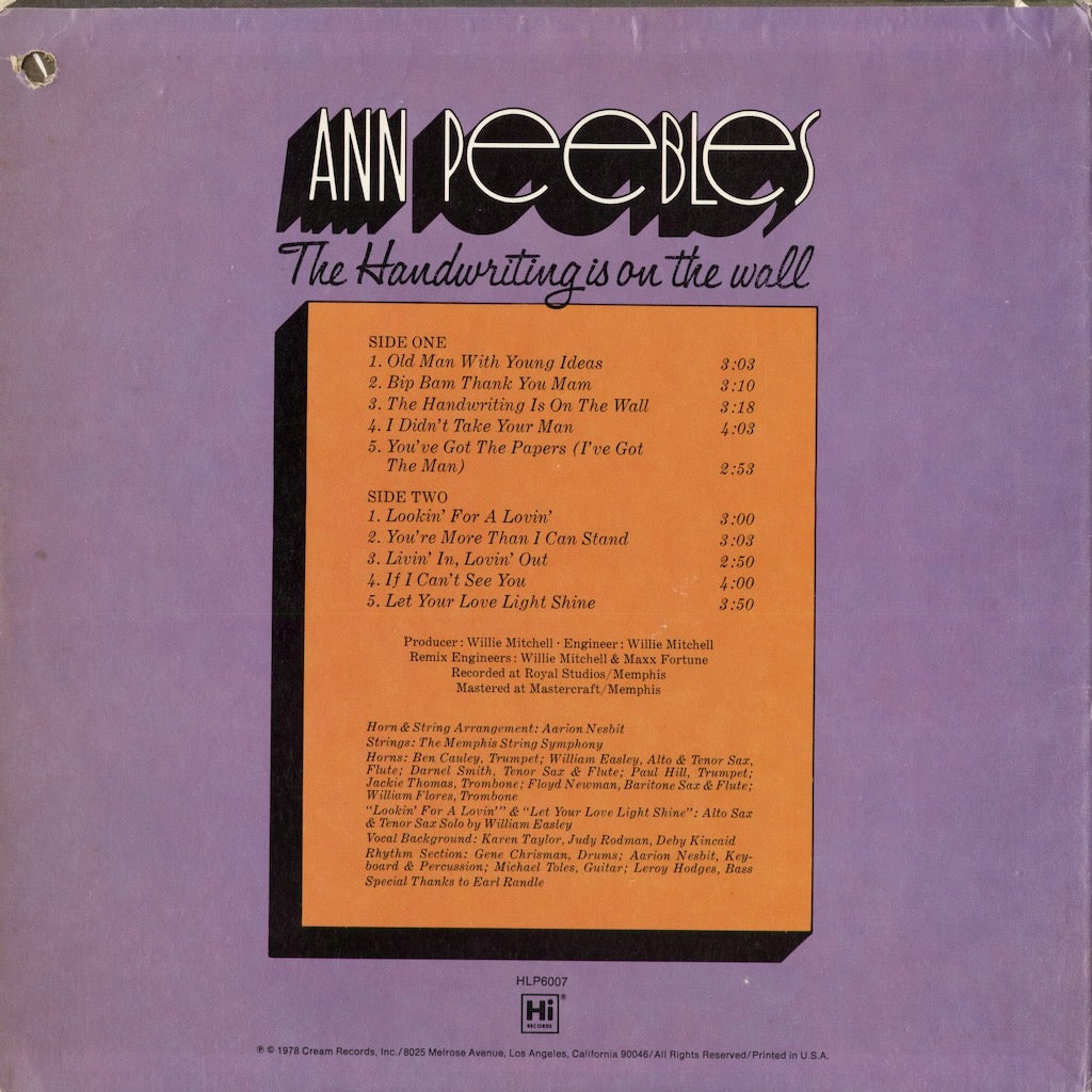 Ann Peebles - The Handwriting Is On The Wall (HLP 6007) 1978 US Hi｜中古LP