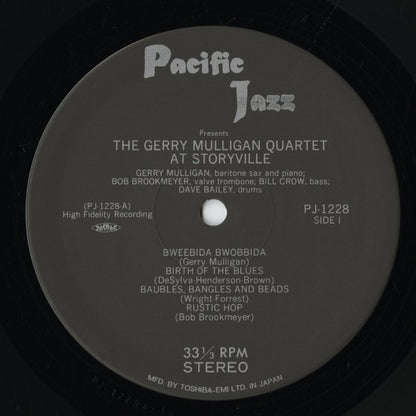 Gerry Mulligan Quartet - Recorded In Boston At Storyville (PJ-1228) LP 1957/1991 JPN Pacific Jazz｜中古LP