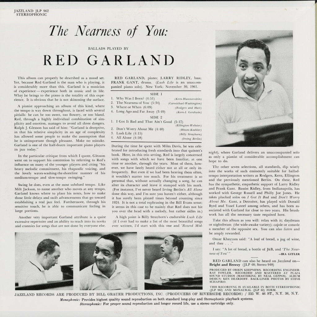 Red Garland - The Nearness Of You (VIJJ-30052) LP 1994 JPN Jazzland｜中古LP